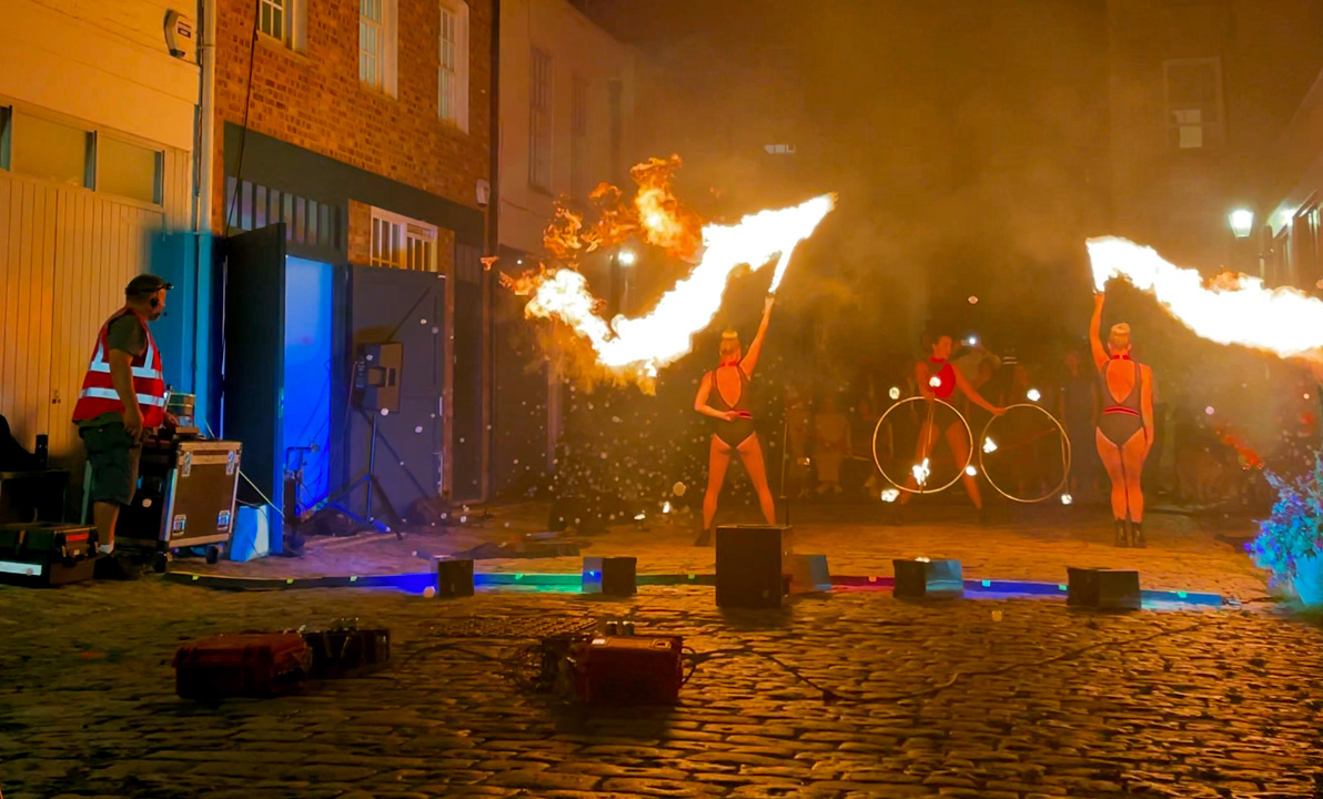 Performers, event design and production. Flashpoint Fireworks Ltd.